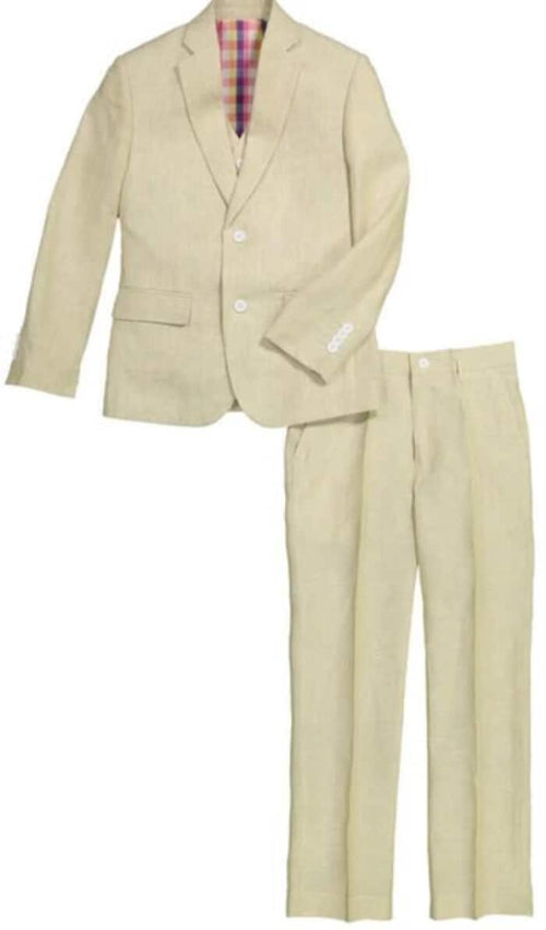 Tan Linen Suit - Boys Linen Suit - Toddler Linen Suit - Kids Linen Single Breasted Suit