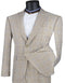 Mens 2 Button Modern Fit Peak Lapel Plaid Tan Suit