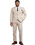 Men's Stacy Adams One Button Peak Lapel Vested Windowpane Tan Plaid Suit