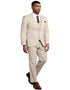 Men's Stacy Adams One Button Peak Lapel Vested Windowpane Tan Plaid Suit