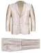 Mens Basic Two Button Slim Fit Suit with Optional Vest in Shiny Champagne Tan Sharkskin Suit
