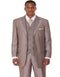 Mens 3 Button Vested Wide Peak Lapel Two Tone Sharkskin Tan Suit