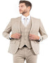 Men's One Button Vested Slim Fit Business Tan Wedding Suit