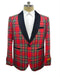 Mens Tartan Plaid Christmas Holiday Festive Blazer in Red