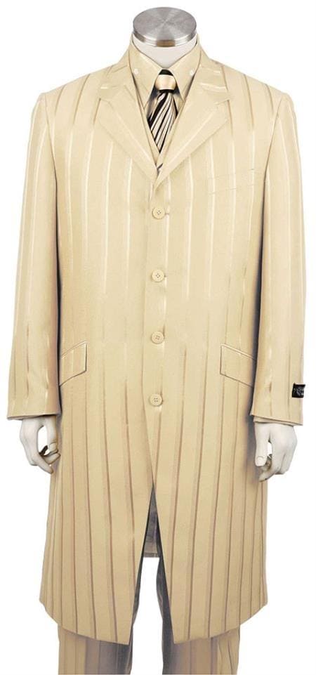 Mens Floor Length Coat Taupe Coat - AlbertoNardoniStore
