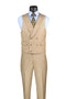 Taupe Modern Fit 3-Piece Suit with Lapel Vest & Adjustable Pants