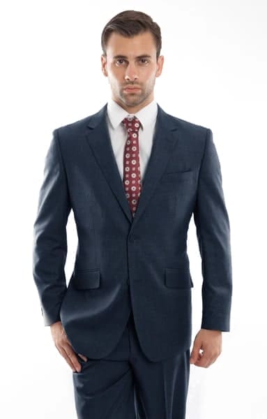 Indigo Blue Wool Twill Modern Fit  2 Button  Suit