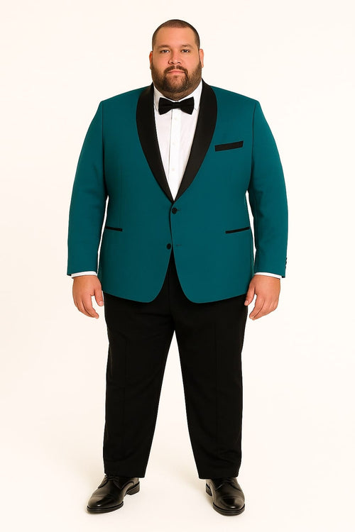 Teal Velvet Tuxedo for Men â€“ One Button Black Satin Lapel Formal Suit with Bow Tie