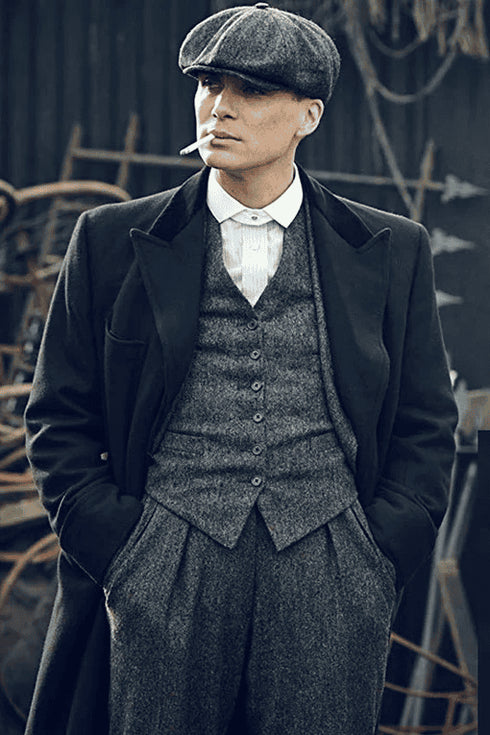 Mens Peaky Blinders Costume peaky blinder outfit - Include peaky blinder actor cap Thomas Shelby Grey Herringbone Outfit