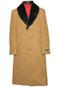 Mens Overcoat - Mens Long Wool Topcoats - Topcoat For Men - Camel 3 Button Full Length Overcoat