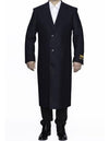 Mens Overcoat -Mens Long Wool Topcoats- Topcoat For Men-Men's Dress Coat Full Length Wool Dress Top Coat / Overcoat In Navy Blue Authentic Reg:$700 Designer Now On Sale
