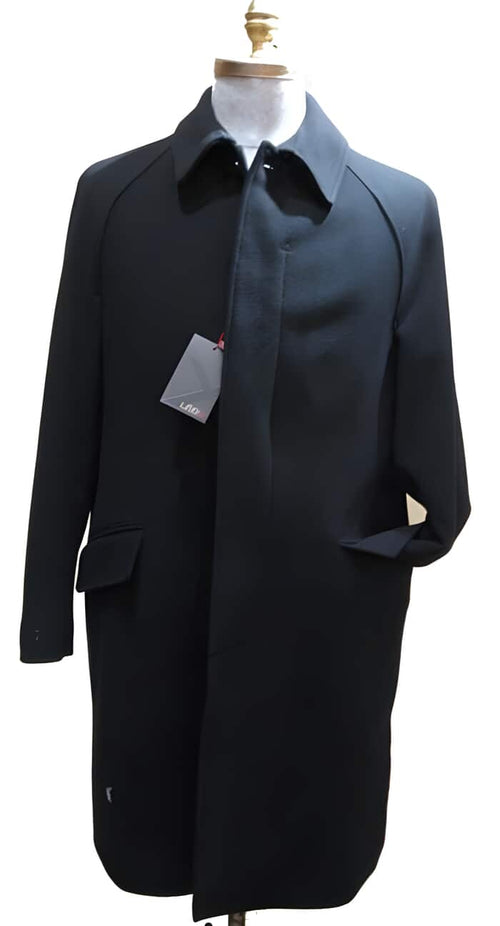 Mens Black Overcoat - 38 inch three button coat center-vent Ankle length Dress men's Overcoat