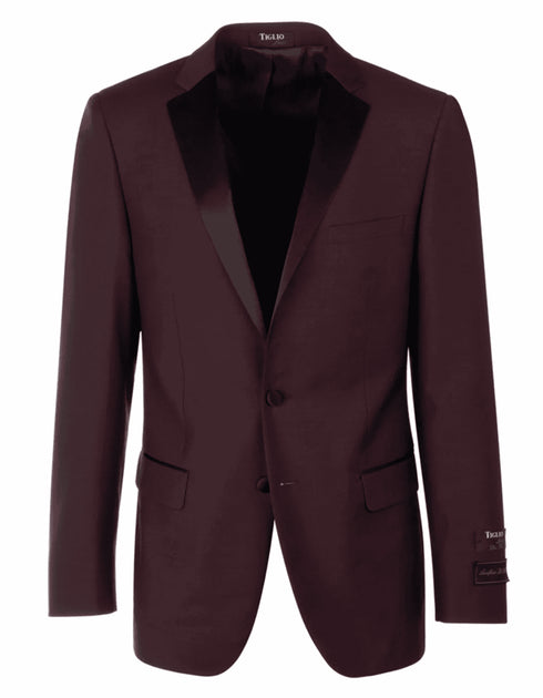 Mens 2 Button Designer Notch Tuxedo in Burgundy