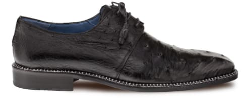 Mezlan Tillson Genuine Ostrich Dress Shoe – Black Exotic Leather, Made in Spain