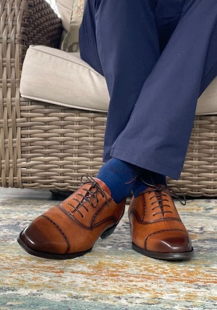 Amaro Cognac Leather Cap Toe Oxford Shoes for Men by Mezlan – Italian Calfskin Dress Shoes Made in Spain