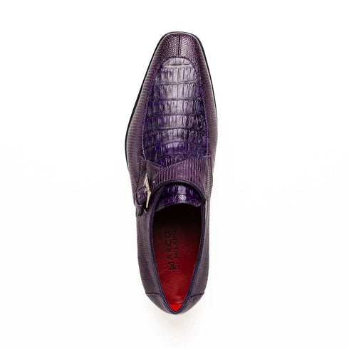 Marco Di Milano Toluca Purple Monk Strap Lizard & Crocodile Shoes