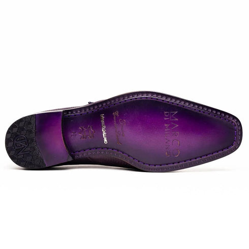 Marco Di Milano Toluca Purple Monk Strap Lizard & Crocodile Shoes