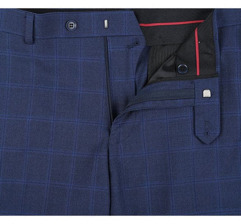 Renoir Clothing - Renoir Suit - Renoir Fashion - Performance 2-button Slim Fit Tonal Blue Windowpane  Renoir Suit