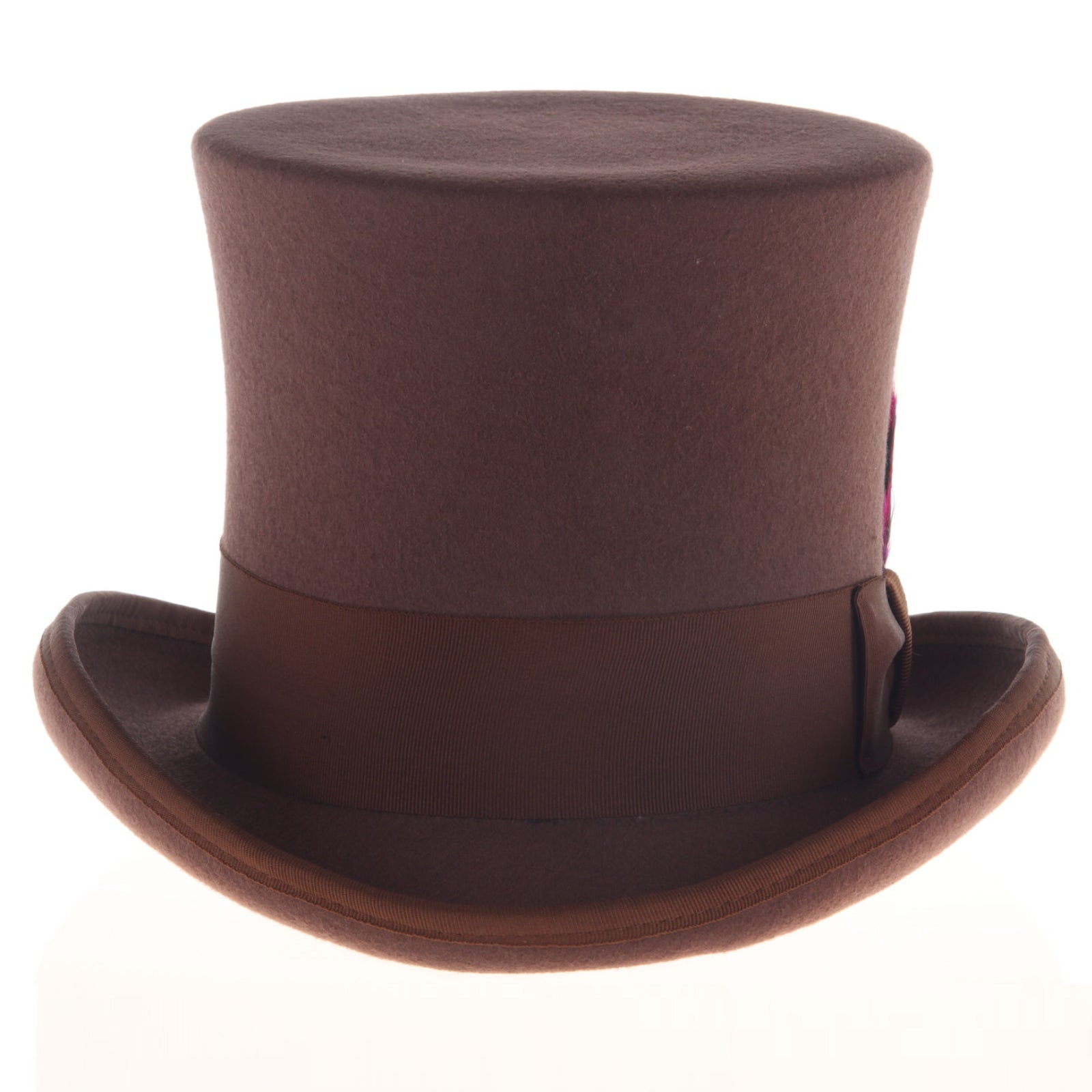 Men's Tall 100% Wool Dress Top Hat in Brown