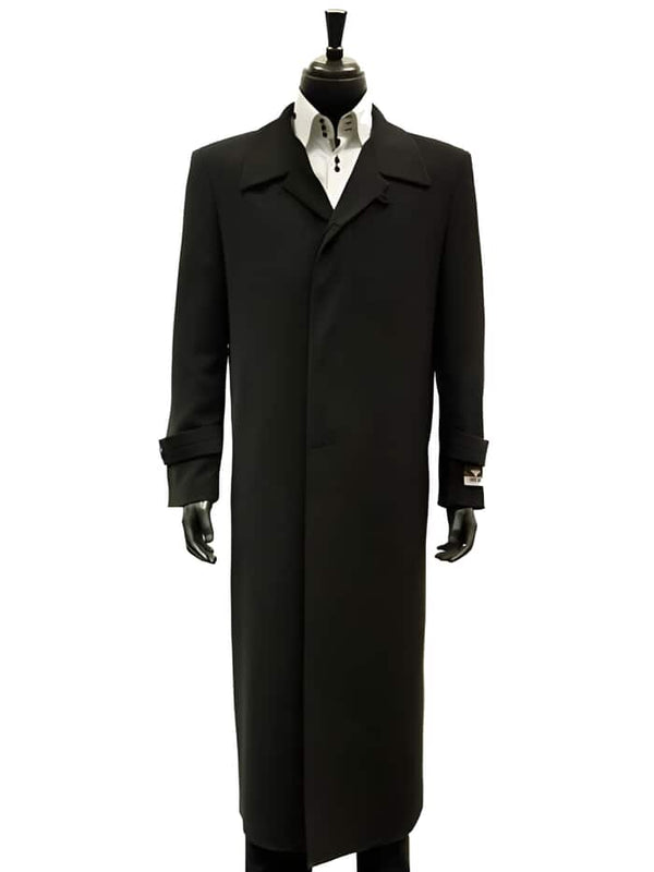 Mens Black Overcoat -  Black 100% Plush MicroFiber Dress Trench Top Long Coat - Mens Topcoat - Mens Overcoat