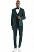 "Men's Pinstripe Suit - One Button Vested Wide Peak Lapel in Hunter Green"