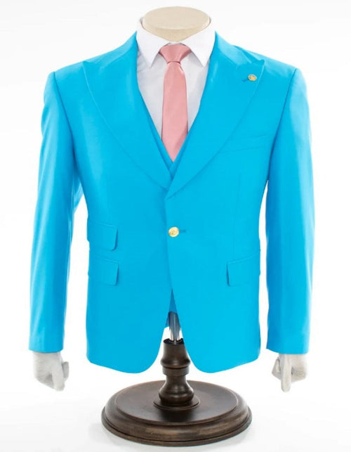 Turquoise 3-Piece Slim-Fit Suit