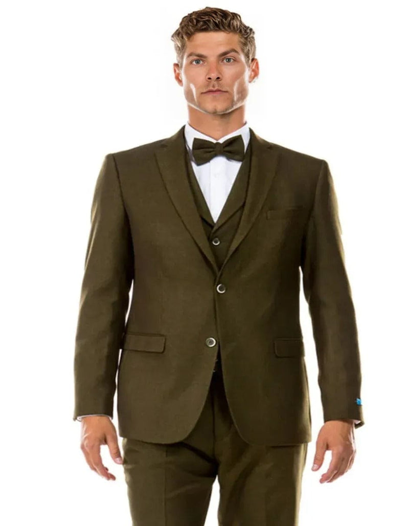 Tweed 1920s Vintage Looking Fabric Vested Olive Green Herringbone Fabric Suit