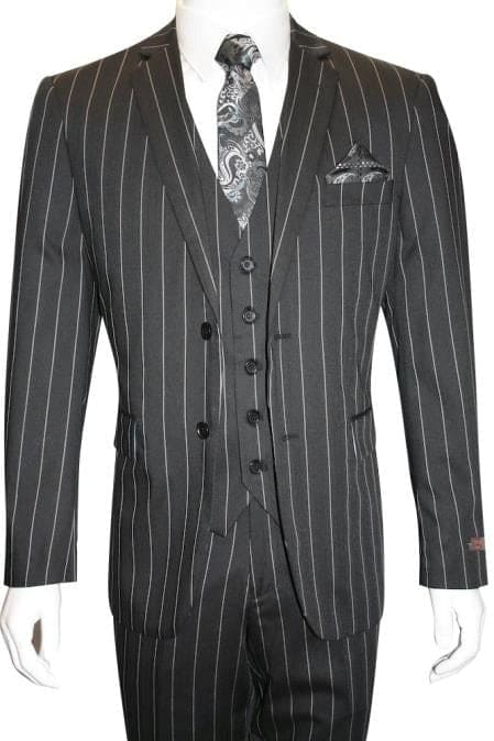 Mens Black and White Prom Suit - Black and White Wedding Groom Suit