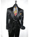 Men's Black  2 Button Velvet Fabric 3 Piece Vested Side Vent Suit with Pleated  Pants