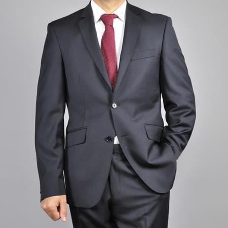 Tiglio Men's Black 2-Button Slim-Fit Suit - High End Suits - High Quality Suits
