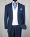 Men's 2 Button Chalk Bold Stripe ~ Pinstripe Blue Shawl Collar 1920'S 30'S Fashion Vintage Pattern No Vest Included Suit