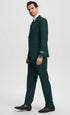 Men's Two Button Vested Notch Lapel Basic Designer Suit in Hunter Green