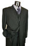 Men's Black Stripe ~ Pinstripe Vested 3 Piece 2 Button Flat Front Pants Three Piece Suit