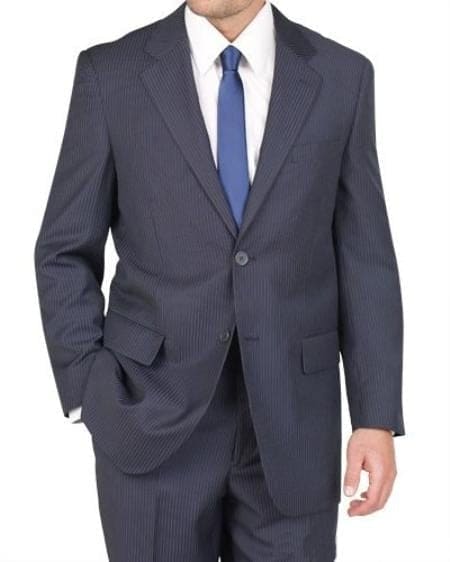 Men's 2 Button Blue Stripe ~ Pinstripe Suit