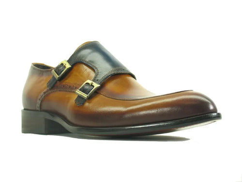 Men’s Two-Tone Double Monk Strap Buckle Loafers