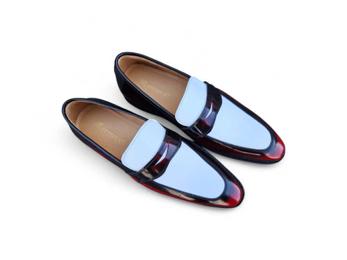 Two Tone Patent Leather Penny Loafer Carrucci
