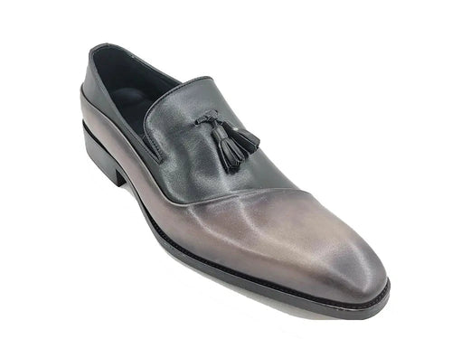 Mens Two-Tone Leather Tassel Loafer