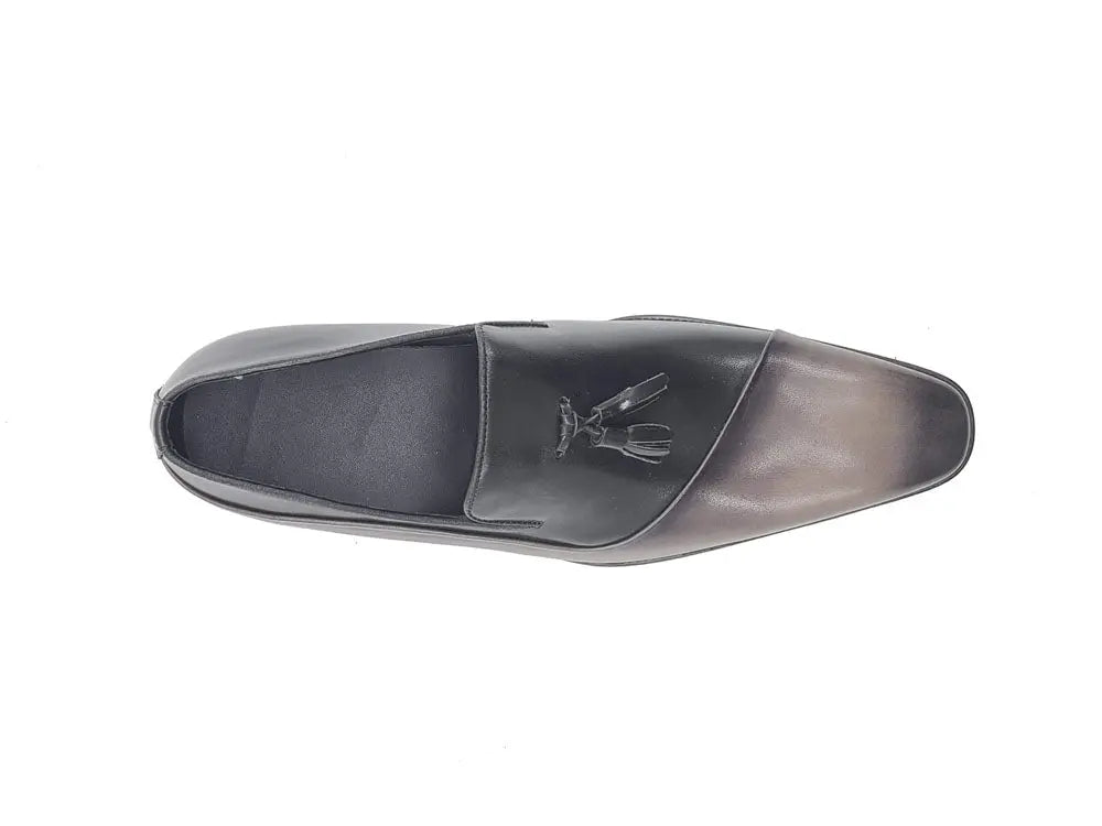Mens Two-Tone Leather Tassel Loafer
