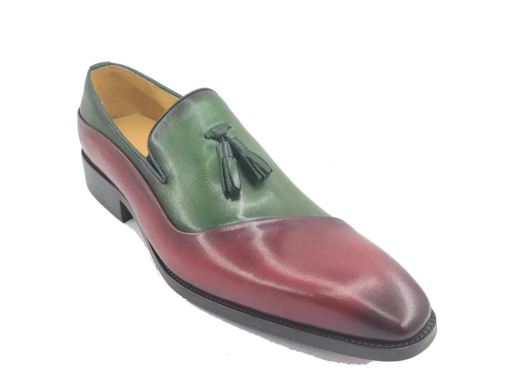 Mens Two-Tone Leather Tassel Loafer