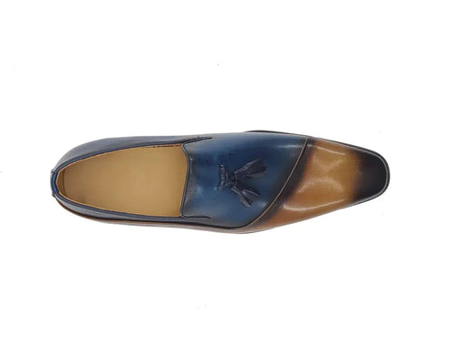 Mens Two-Tone Leather Tassel Loafer