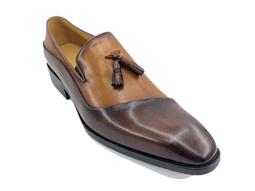 Mens Two-Tone Leather Tassel Loafer