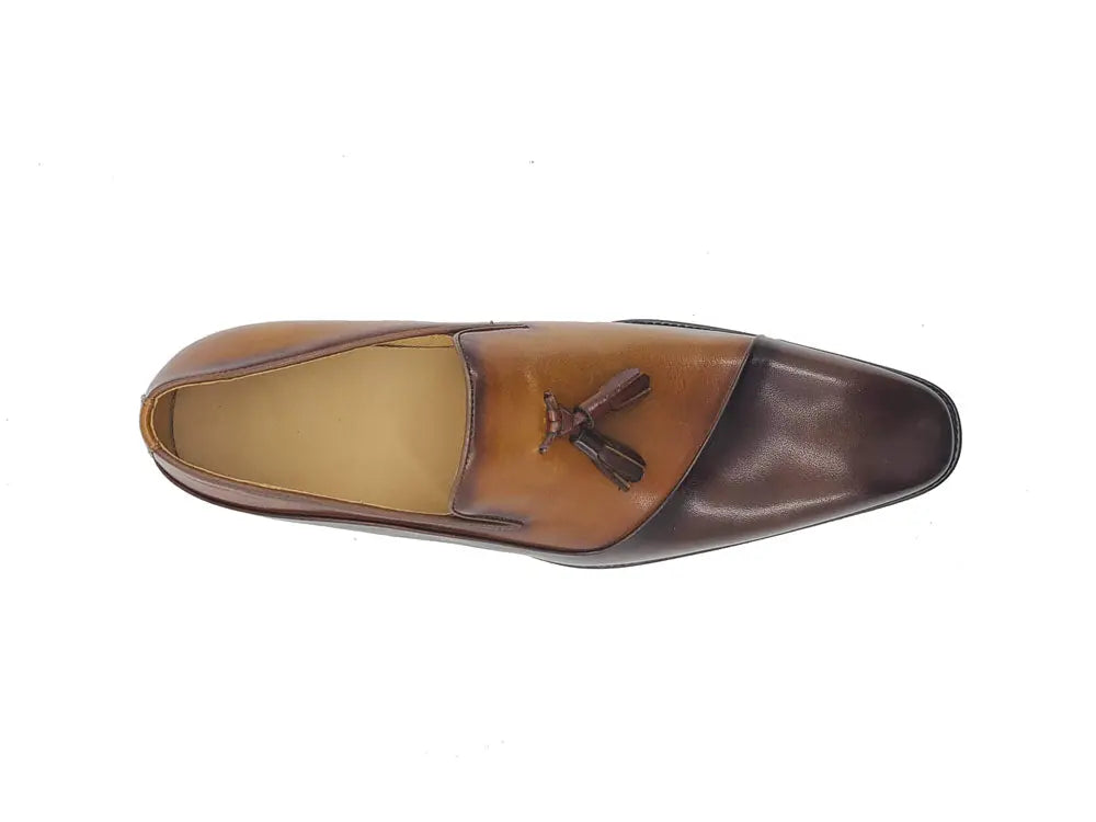 Mens Two-Tone Leather Tassel Loafer