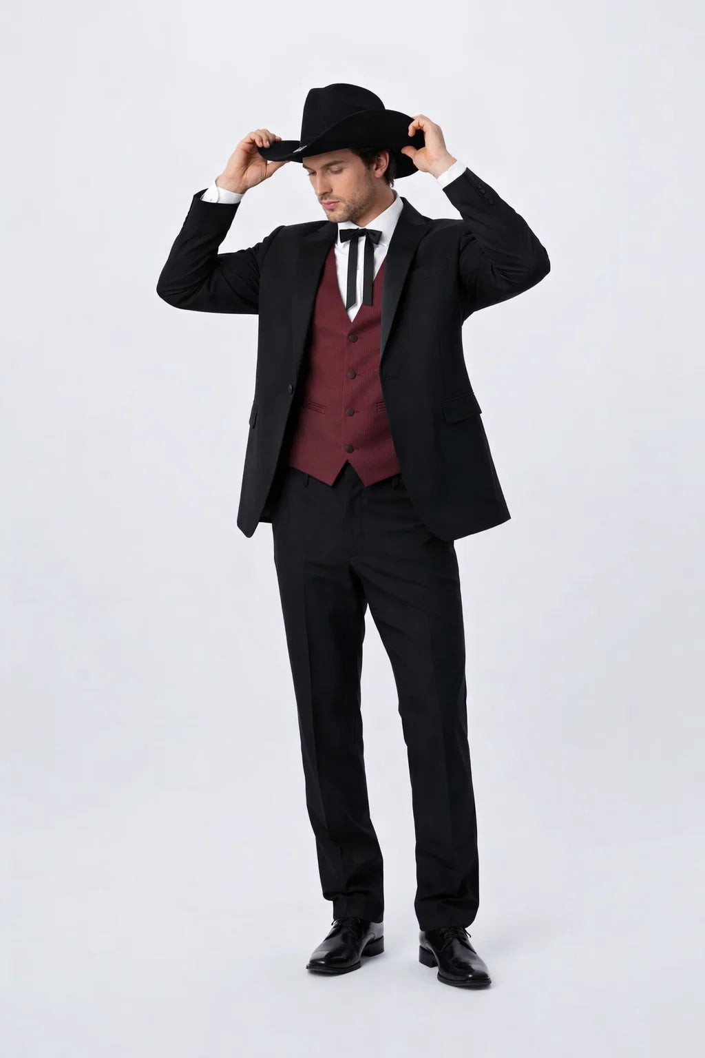 Two Button Peak Western Black