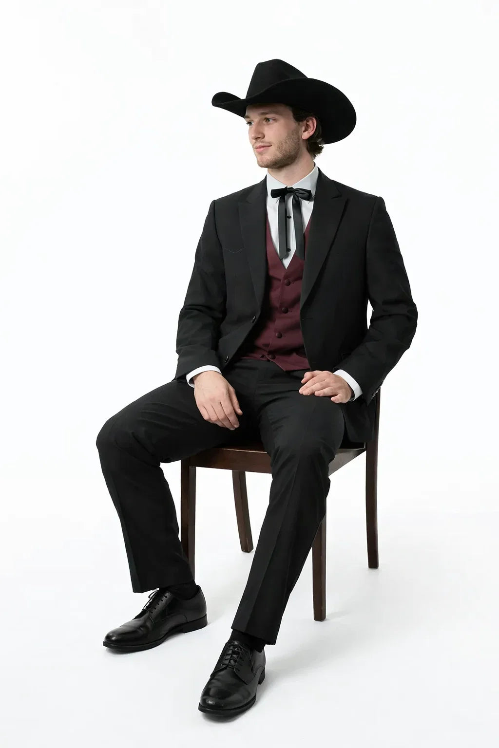 Two Button Peak Western Black