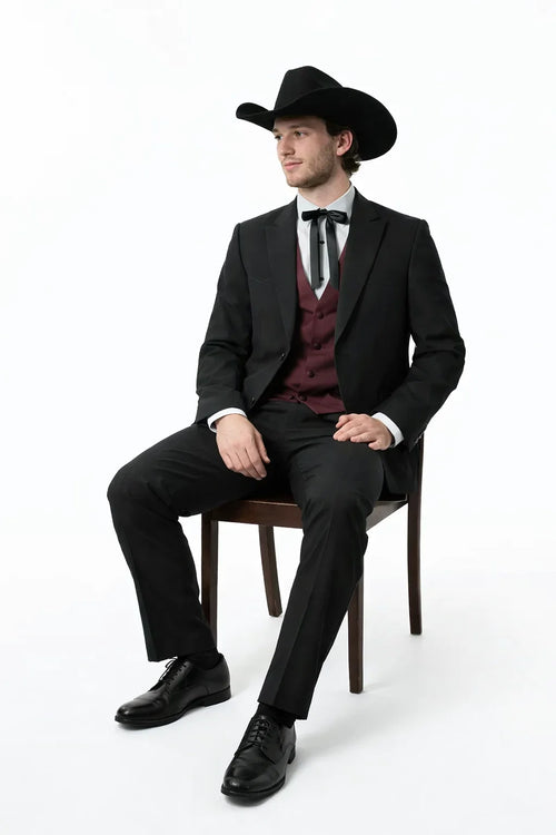 Two Button Peak Western Black