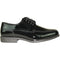 Bravo Mens Formal Wedding and Prom Double Runner Shiny Patent Dress Shoe in Black