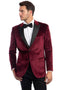 "Burgundy Velvet Men's Wedding & Prom 2025 Tuxedo Jacket - Two Button Peak Lapel"