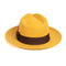 Mens Classic Wool Fedora Dress Hat in Mustard Gold