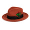 Mens Classic Wool Fedora Dress Hat in Rust