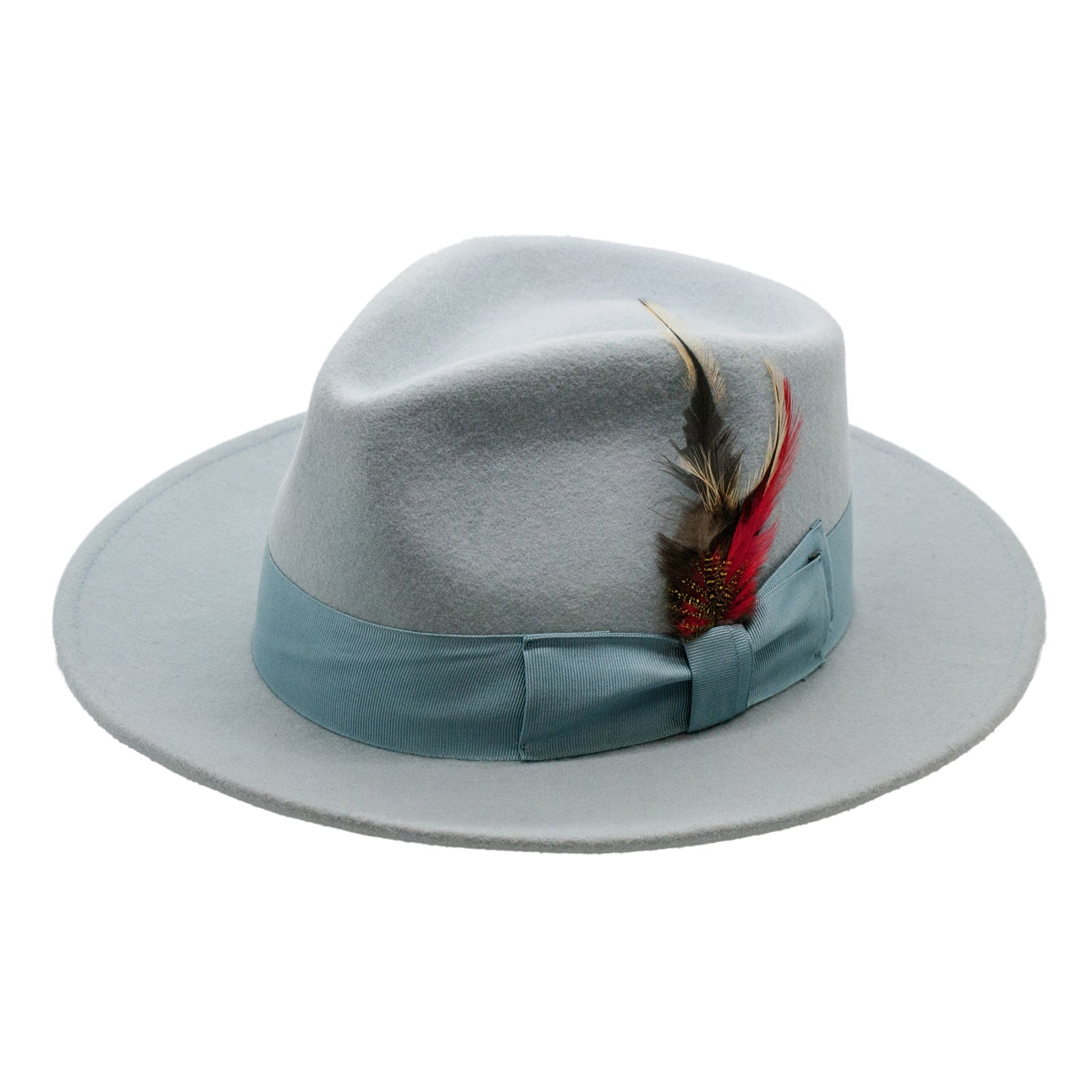 Mens Classic Wool Fedora Dress Hat in Sky Blue